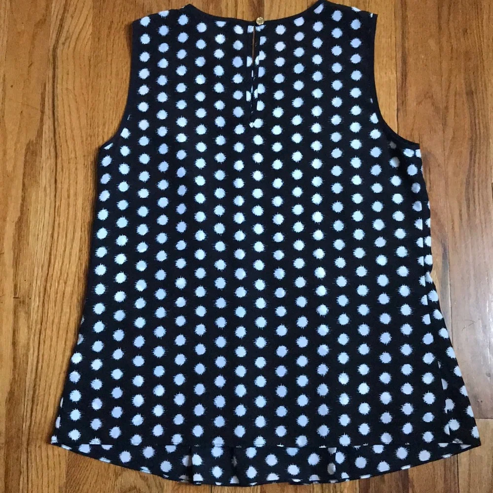 Michael Kors Navy & White Pleated Sleeveless Blouse XS Petite